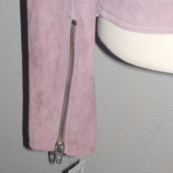 BLANK NYC MS SIZE LARGE LILAC 100% LEATHER SUEDE MOTO JACKET - Picture 8 of 10